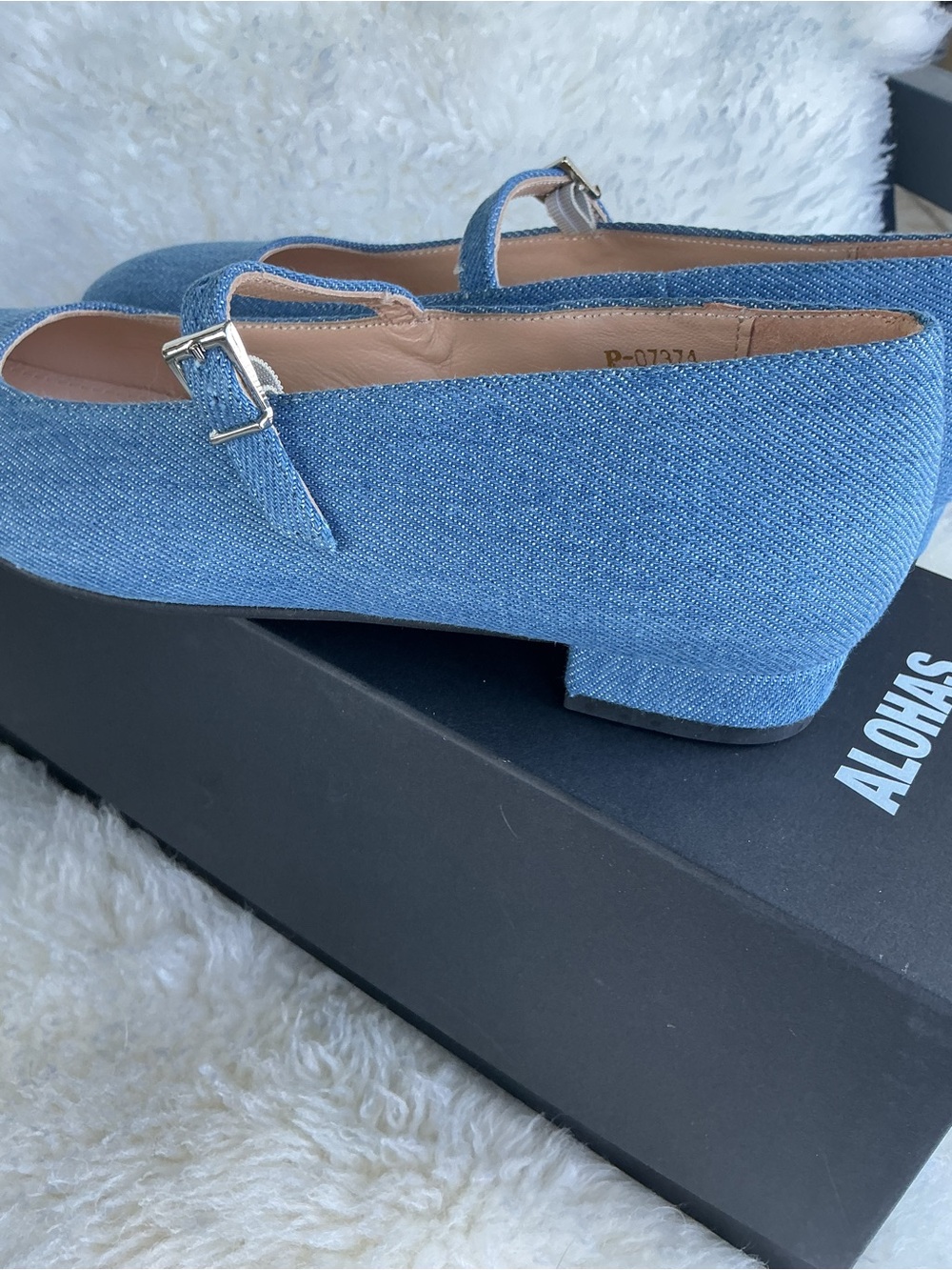 NIB ALOHAS Por Do Sol Denim Blue Mary Jane Ballet Flats Size 8–8.5 EU 39 - Picture 8 of 11